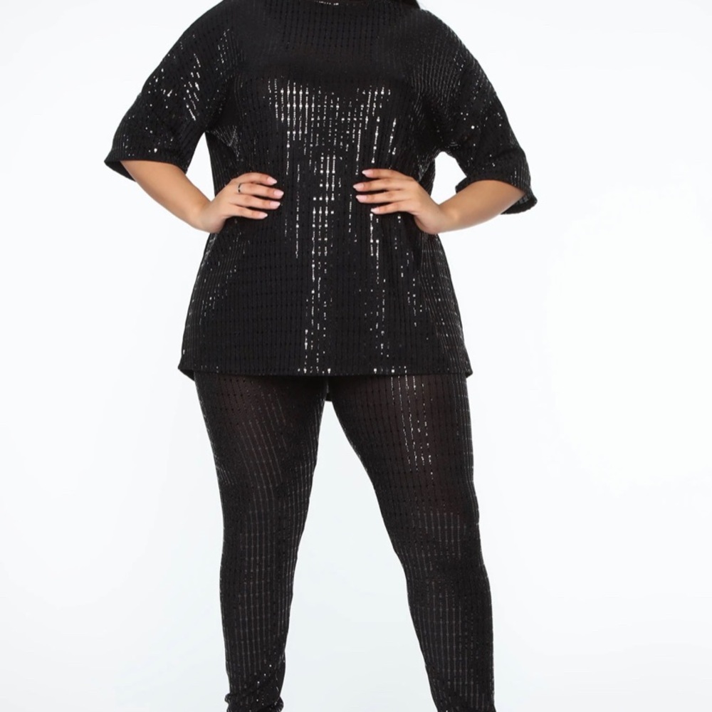 Black Sequins Pant Set